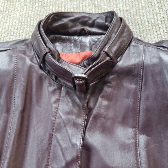 Vintage 80s Leather Coat Berman's Women's 14 Maroon Oxblood - Picture 6 of 11